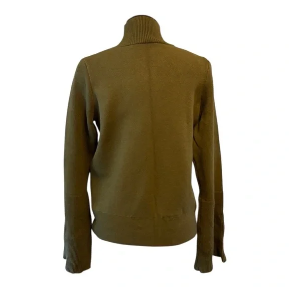 Anthropologie Knitted Knotted Olive Green MockNeck Abstract Floral Sweater sz M - Picture 4 of 16